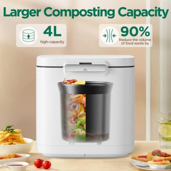 4L Electric Composter for Kitchen, Smart Compost Bin Outdoor/Indoor, Odorless/Auto-Cleaning/ 3 Modes/Intelligent LED Display, Turn Food Waste to... - Image 2
