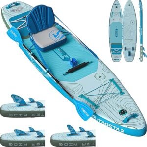 Adventure 12’×35"/39" Extra Wide Paddle Board, One-Stop Premium SUP Board Accessories, Tailored 5 Fins, Stable Inflatable Stand Up Paddle Boards...
