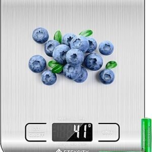 Etekcity Food Kitchen Scale, Digital Grams and Ounces for Weight Loss, Baking, Cooking, Keto and Meal Prep, LCD Display, Medium, 304 Stainless Steel